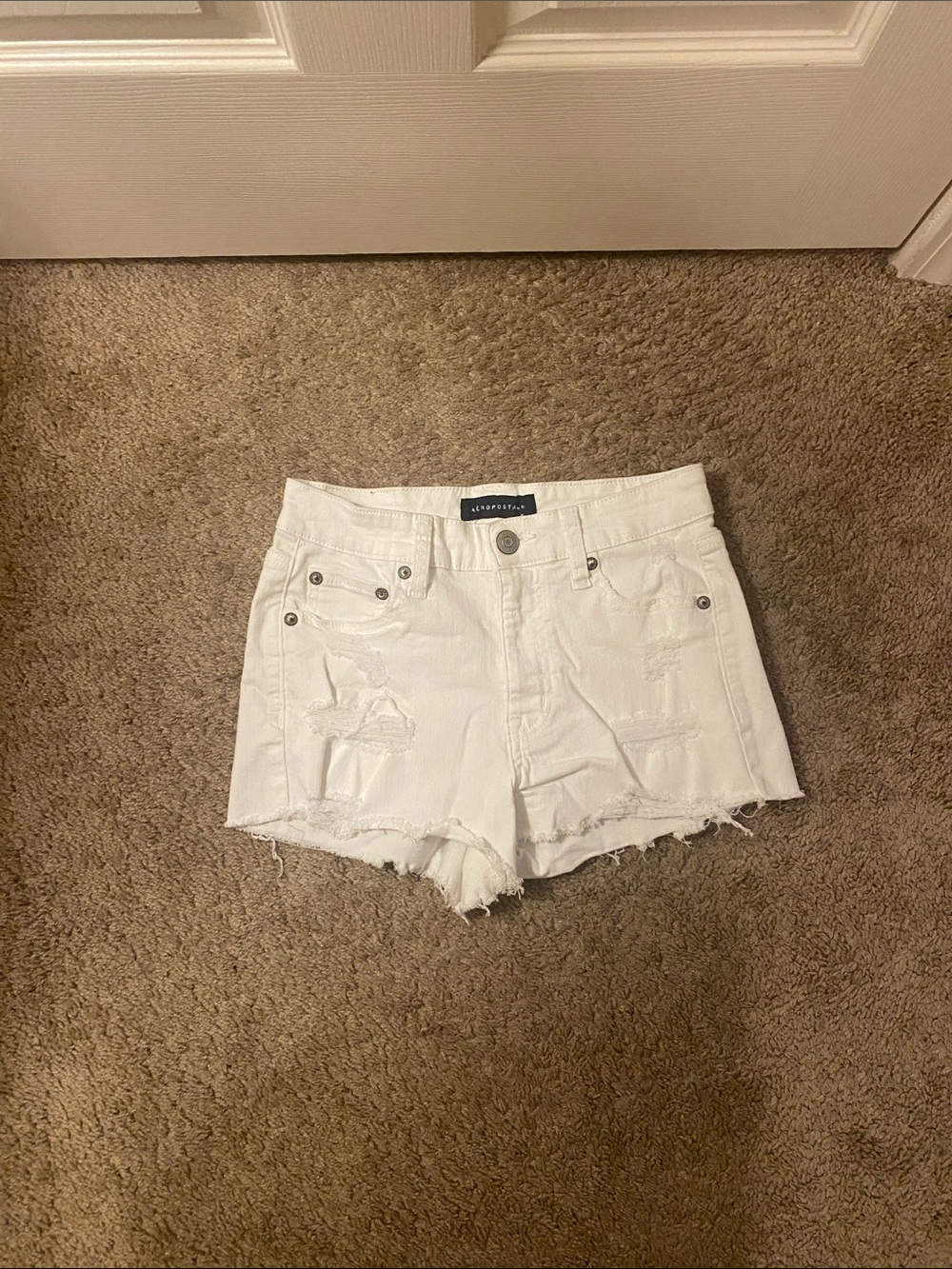 Aeropostale White Distressed Cutoff Jean Shorts